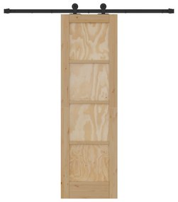 vidaXL Συρόμενη Πόρτα με Σετ Εξαρτημάτων 61x198.5 εκ Μασίφ Ξύλο Πεύκου