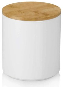 Δοχείο Αποθήκευσης Cady 15280 Φ12x15cm/1,2Lt White-Natural Kela Bamboo,Κεραμικό