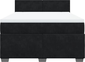 vidaXL Κρεβάτι Boxspring με Στρώμα Μαύρο 160x200 εκ. Βελούδινο
