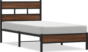 vidaXL Πλαίσιο Κρεβ. Χωρ. Στρώμα Καφέ Δρυς 90x200 εκ. Επεξ. Ξύλο