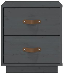 vidaXL Κομοδίνα 2 τεμ. Γκρι 40x34x45 εκ. από Μασίφ Ξύλο Πεύκου