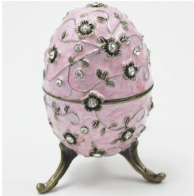 Διακοσμητικό Κουτάκι Μινιατούρα Αυγό Ροζ Με Σμάλτο &amp; Στρας Royal Art 10εκ. BOS5659P