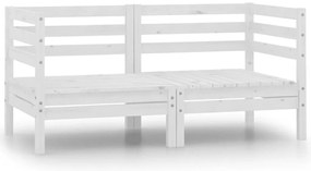 vidaXL Καναπέδες Κήπου Γωνιακοί 2 τεμ. Λευκοί από Μασίφ Ξύλο Πεύκου