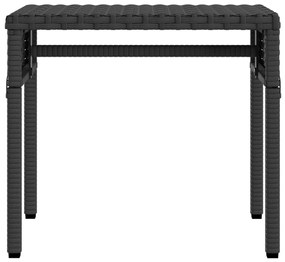 vidaXL Ξαπλώστρα Μαύρη Συνθετικό Ρατάν με Σκίαστρο και Τραπεζάκι