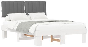 vidaXL Σκελετός Κρεβατιού με Επενδεδυμένο Κεφαλάρι Ανοιχτό γκρι