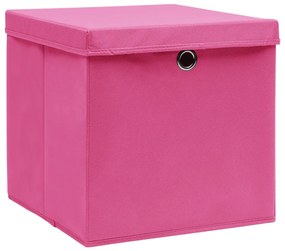 vidaXL Κουτιά Αποθήκευσης με Καπάκια 10 τεμ Ροζ 32x32x32εκ Υφασμάτινα