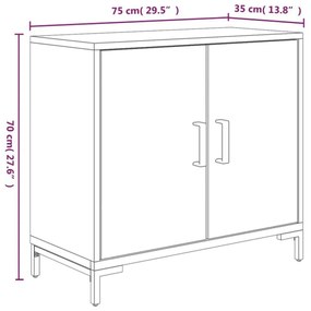 Ντουλάπι Μαύρο 75 x 35 x 70 εκ. από Μασίφ Ξύλο Πεύκου - Μαύρο