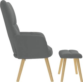 vidaXL Πολυθρόνα Relax Σκούρο Γκρι Υφασμάτινη με Υποπόδιο