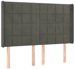 vidaXL Κεφαλάρι Κρεβατιού LED Σκούρο Γκρι 147x16x118/128εκ. Βελούδινο