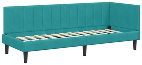 vidaXL Κρεβάτι γωνίας με στρώμα με στρώμα 2 pcs Τιρκουάζ Βελούδο