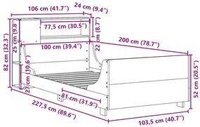 Σκελετός Κρεβ. Χωρίς Στρώμα Καφέ Κεριού 100x200 εκ Μασίφ Πεύκο - Καφέ