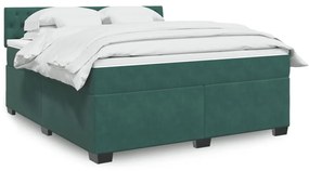 vidaXL Κρεβάτι Boxspring με Στρώμα Σκούρο Πράσινο 180x200εκ. Βελούδινο