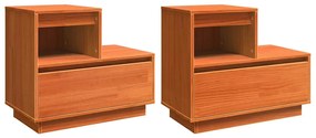 vidaXL Κομοδίνο 2 pcs Καφέ κεριού 60 x 34 x 51 εκ. Μασίφ ξύλο πεύκου