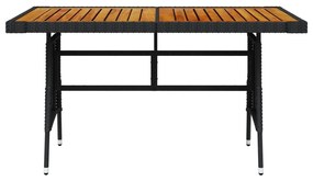 Τραπέζι Κήπου Μαύρο 130x70x72 εκ. Συνθετικό Ρατάν/Ξύλο Ακακίας - Μαύρο