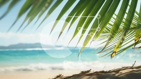 Intra Συλλεκτικό Ξύλινο Παζλ Plywood  4mm - Αμμώδης παραλία με φοίνικες και θέα στον ωκεανό Σε Ξύλινο Κουτί - Διαστάσεις: 10x10 cm – 25 κομμάτια