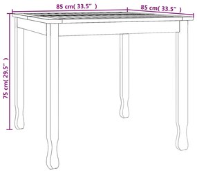 vidaXL Τραπεζαρία Κήπου 85 x 85 x 75 εκ. από Μασίφ Ξύλο Teak