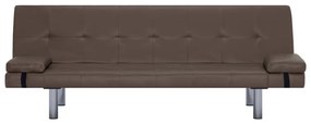 vidaXL Καναπές - Κρεβάτι με 2 Μαξιλάρια Καφέ από Συνθετικό Δέρμα