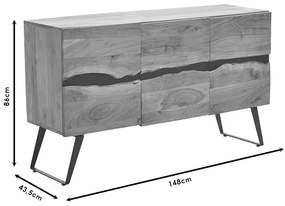 Μπουφές Imena μασίφ ξύλο 4εκ φυσικό-μαύρο 148x43.5x86εκ