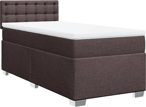 vidaXL Κρεβάτι Boxspring με Στρώμα Σκούρο Καφέ 90x190 εκ. Υφασμάτινο