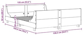 ΠΛΑΙΣΙΟ ΚΡΕΒΑΤΙΟΥ ΜΕ ΚΕΦΑΛΑΡΙ 135X190 ΕΚ. ΑΠΟ ΜΑΣΙΦ ΞΥΛΟ ΠΕΥΚΟΥ 3302288