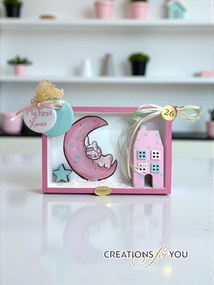 Χριστουγεννιάτικο Διακοσμητικό Καδράκι 1st Xmas ροζ