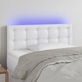 Κεφαλάρι Κρεβατιού LED Λευκό 80x5x78/88 εκ. από Συνθετικό Δέρμα 3121685