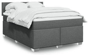 vidaXL Κρεβάτι Boxspring με Στρώμα Σκούρο Γκρι 140x190 εκ. Υφασμάτινο