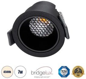 Χωνευτό Σποτ Downlight LED TrimLess 7W Μαύρο Φυσικό 4500K PLUTO-S 60250 Globostar-60250-Μαύρο 60250