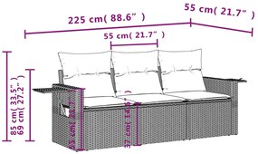 vidaXL Σετ Καναπές Κήπου 3 τεμ. Μπεζ Συνθετικό Ρατάν με Μαξιλάρια
