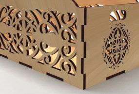 Σετ των 2 Intra απο ξύλο plywood Χρώμα wenge 3mm-4mm πάχος - Διακοσμητικό κουτί δώρου Ξύλινο κουτί κοπής με λέιζερ Δίασταση 15x15 cm INTRAFABR-118208745