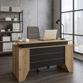 Megapap Γραφείο Εργασίας Remida Sepet Oak - Ανθρακί 140x60x76,9εκ.