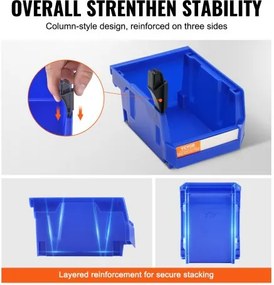 VEVOR Plastic Storage Bin, (5-Inch x 4-Inch x 3-Inch), Hanging Stackable Storage Organizer Bin, Blue/Red, 24-Pack, Heavy Duty Stacking Containers for Closet, Kitchen, Office, or Pantry Organization