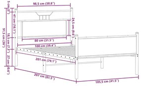 Πλαίσιο Κρεβατιού Καπνιστή Δρυς 100x200 εκ. Επεξεργασμένο Ξύλο - Καφέ