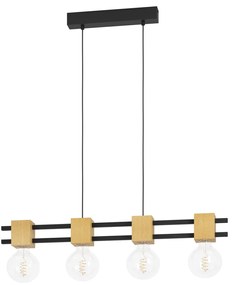 Φωτιστικό Κρεμαστό Eglo 390191 LEVANTARA Καφέ (Brown)|Μαύρο Ματ (Black Mat)