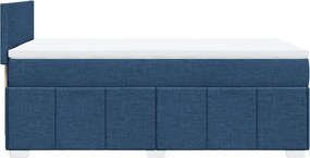 vidaXL Κρεβάτι Boxspring με Στρώμα Μπλε 90x200 εκ.Υφασμάτινο