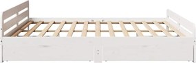 vidaXL Σκελετός Κρεβ. Χωρίς Στρώμα Λευκό 200x200 εκ Μασίφ Πεύκο