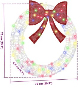 vidaXL Στεφάνι με 60 LED Πολύχρωμο 76 x 76 x 8,5 εκ Ακρυλικό