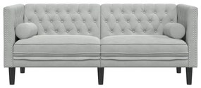 vidaXL Καναπές Chesterfield Ανοιχτό γκρι 174 x 74.5 x 70.5 εκ. Βελούδο