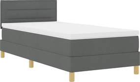 vidaXL LED Κρεβάτι με βάθρο Σκούρο Γκρι 100 x 200 cm ύφασμα