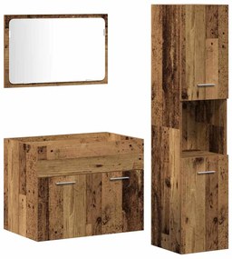 vidaXL Σετ Επίπλων Μπάνιου με πόρτα 3 pcs Παλιό Ξύλο 60 x 38.5 x 46 cm
