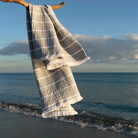Πετσέτα Θαλάσσης - Peshtemal Beach Suit 570-34 Water Grey Gofis Home Beach 80x160cm 100% Cotton