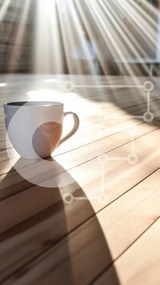 Intra Συλλεκτικό Ξύλινο Παζλ Plywood  4mm - Κούπα καφέ σε ξύλινο τραπέζι με ακτίνες φωτός Σε Ξύλινο Κουτί - Διαστάσεις: 10x10 cm – 25 κομμάτια