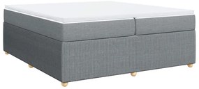 vidaXL Κρεβάτι Boxspring με Στρώμα Ανοιχτό Γκρι 200x200 εκ. Υφασμάτινο