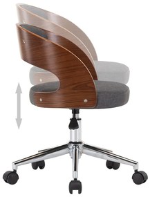 vidaXL Καρέκλα Γραφείου Περιστρεφόμενη Γκρι από Λυγισμένο Ξύλο/Ύφασμα