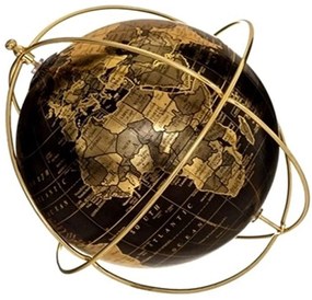 Υδρόγειος Διακοσμητική 07.173480 Φ25cm Black-Gold Μέταλλο,Πλαστικό