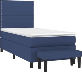 vidaXL Κρεβάτι Boxspring με Στρώμα Μπλε 90x200 εκ.Υφασμάτινο