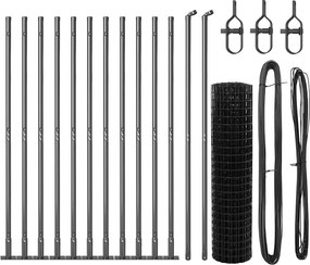 vidaXL Τεντώτο με στήριγμα Γκρι 1 x 25 m Ατσάλι