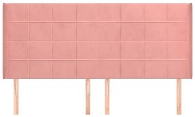 Κεφαλάρι με Πτερύγια Ροζ 183x16x118/128 εκ. Βελούδινο - Ροζ