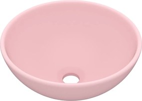 vidaXL Νιπτήρας Πολυτελής Στρογγυλός Ροζ Ματ 32,5x14 εκ. Κεραμικός