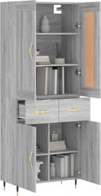 vidaXL Ντουλάπι Γκρι Sonoma 69,5 x 34 x 180 εκ. Επεξεργασμένο Ξύλο